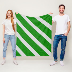 Green Stripe Glitter Fleece Blanket