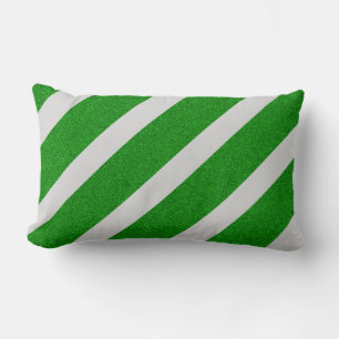 Green Stripe Glitter Lumbar Cushion