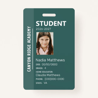 Green Stripe Homeschool Student ID Badge