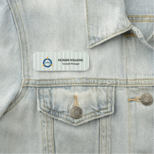 green stripe Logo Employee Magnetic  Name Tag