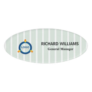 green stripe Logo Employee Magnetic  Name Tag