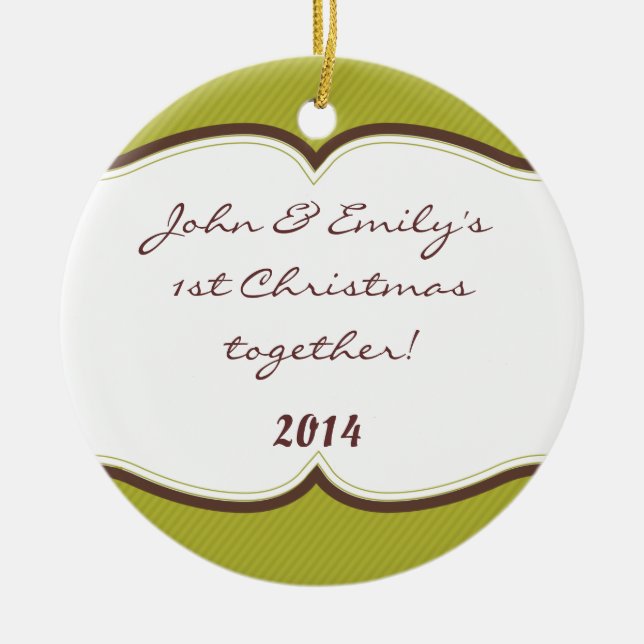 Green Stripe Retro Prin Personalised Name Ornament (Front)