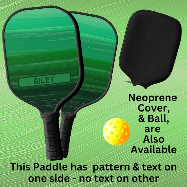 Green Striped Add Name Monogram Team Pickleball Paddle (Creator Uploaded)