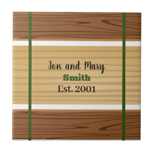 Green striped and wood-look tile