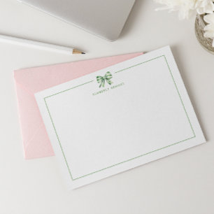 GREEN STRIPED BOW COQUETTE PERSONALIZED CARD