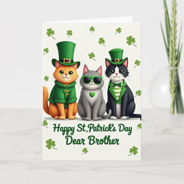 Green Striped Cats Card (Front)