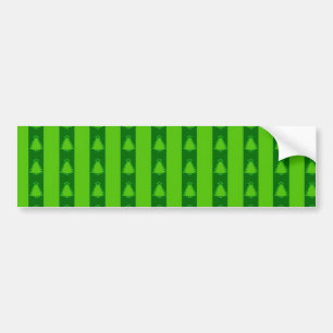 Green Striped Christmas Tree Pattern Bumper Sticker