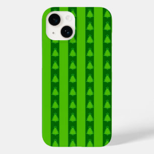 Green Striped Christmas Tree Pattern Case-Mate iPhone 14 Case