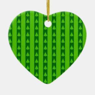 Green Striped Christmas Tree Pattern Ceramic Tree Decoration