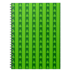 Green Striped Christmas Tree Pattern Notebook