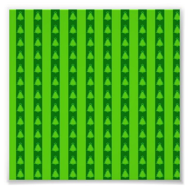 Green Striped Christmas Tree Pattern Photo Print (Front)