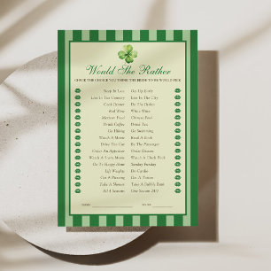 Green Striped Clover Would She Rather Game Card