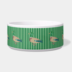 Green Striped Duck Dog Bowl