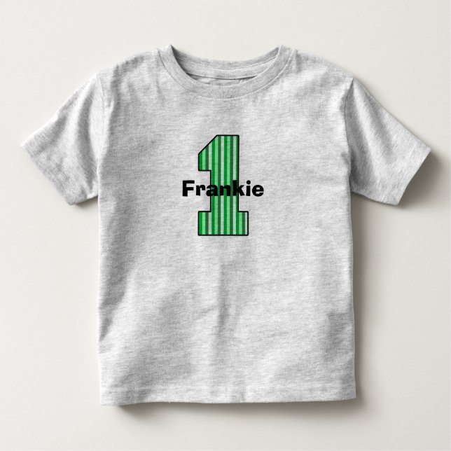 Green Striped First Birthday Shirt (Front)