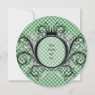 Green Striped Gingham Invitation