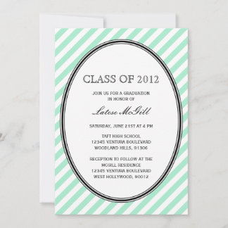 Green Striped Graduation Invitation