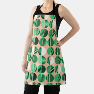 Green Striped Oval Halves  Apron