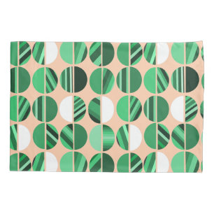 Green Striped Oval Halves  Pillowcase