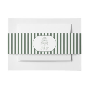 Green Striped Preppy Cabana Wedding Belly Band Invitation Belly Band