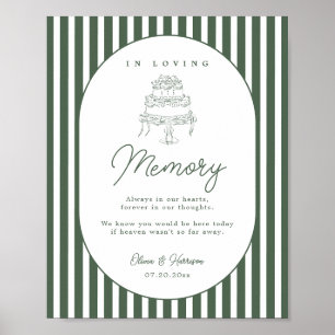 Green Striped Preppy Wedding Memorial Sign