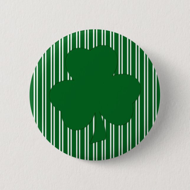 Green Striped Shamrock Button (Front)