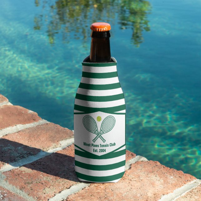Green Striped Tennis Country Club Custom Bottle Cooler (In Situ Pool)