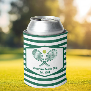 Green Striped Tennis Country Club Custom Can Cooler