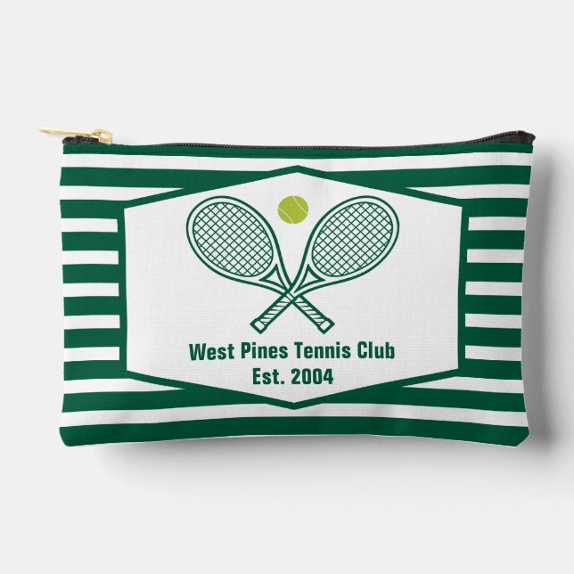 Green Striped Tennis Custom Country Club Accessory Pouch (Front)