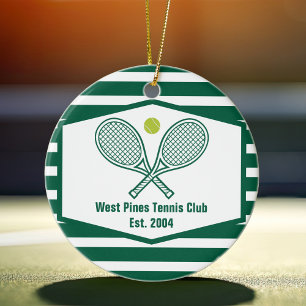 Green Striped Tennis Custom Country Club Christmas Ceramic Tree Decoration
