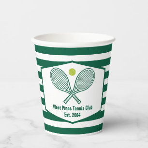 Green Striped Tennis Custom Country Club Paper Cups