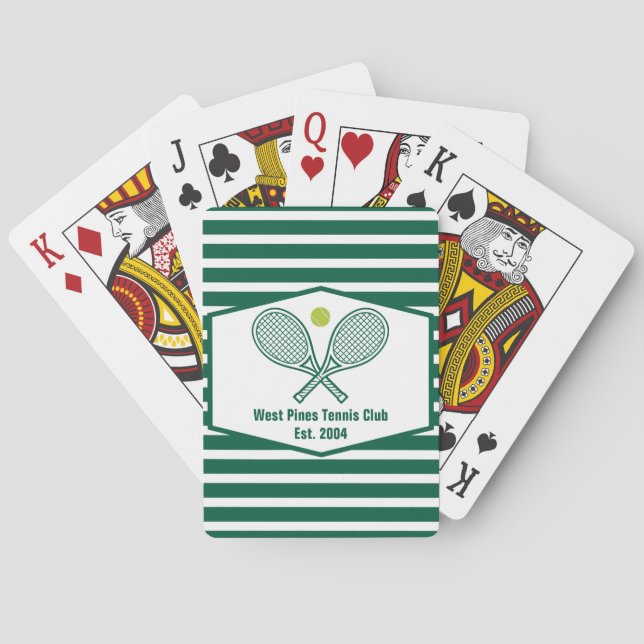 Green Striped Tennis Custom Country Club Playing Cards (Back)