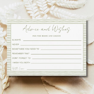 Green Striped Wedding Advice Wishes Bride Groom Holiday Card