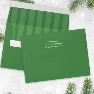 Green Striped Whimsical Christmas Custom Envelope