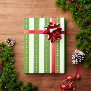 Green Striped Wrapping Paper; Christmas Giftwrap Paper
