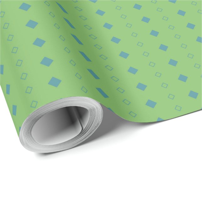 Green stripes blue diamond simple geometric wrapping paper (Roll Corner)