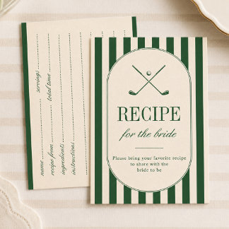 Green Stripes Bridal Shower Recipe Card