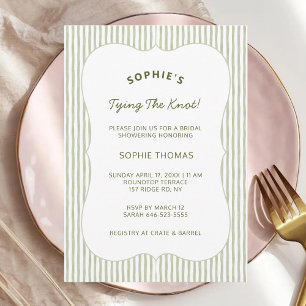Green Stripes Bridal Shower Wedding Bachelorette Invitation