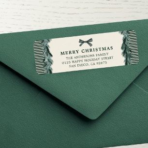 Green Stripes Christmas Garland Return Address