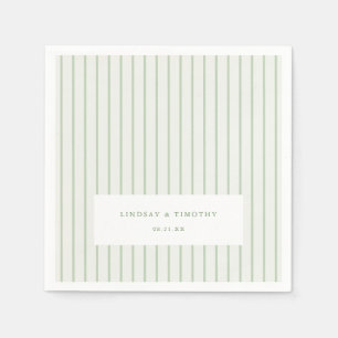 Green Stripes Classic Summer Wedding Napkin