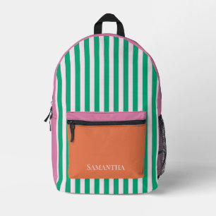 Green Stripes Colourful Diary Journal Notebook Printed Backpack