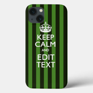 Green Stripes Decor Keep Calm Your Text iPhone 13 Case