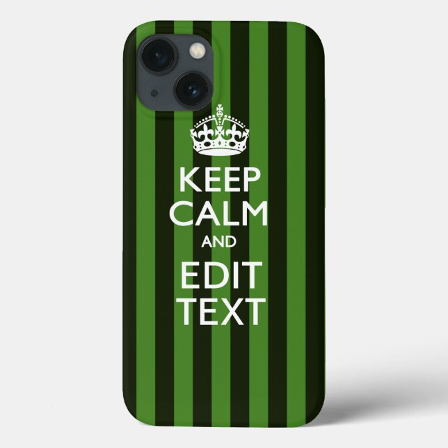 Green Stripes Decor Keep Calm Your Text Case-Mate iPhone Case (Back)