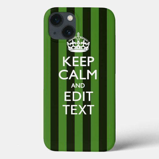 Green Stripes Decor Keep Calm Your Text Case-Mate iPhone Case (Back)
