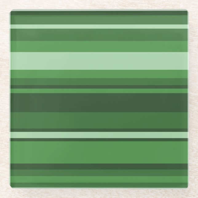Green stripes glass coaster (Front)