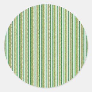 Green Stripes Glitter Classic Round Sticker