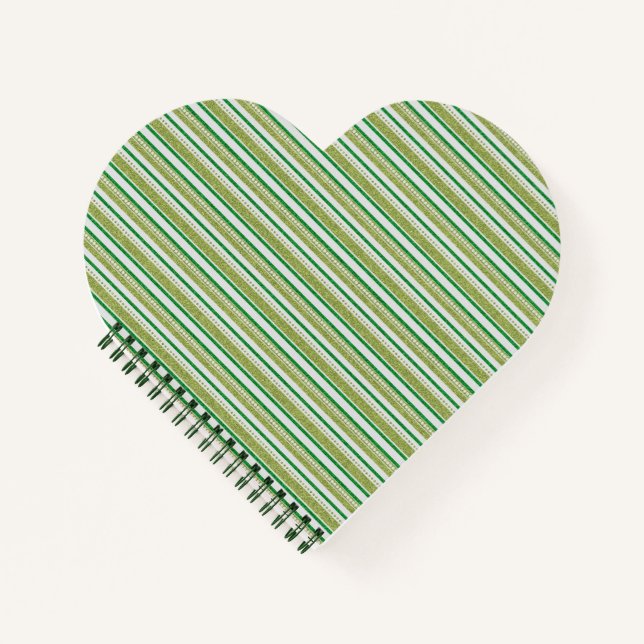 Green Stripes Glitter Notebook (Front)