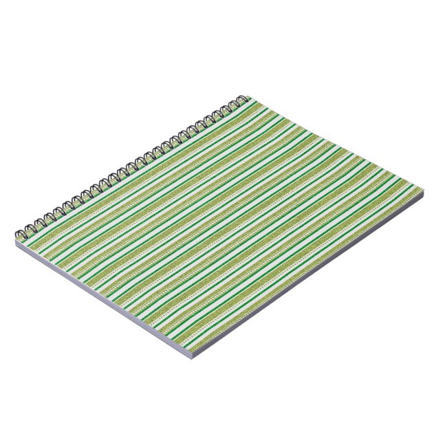Green Stripes Glitter Notebook (Left Side)