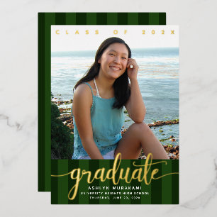 Green stripes graduation photo script real gold