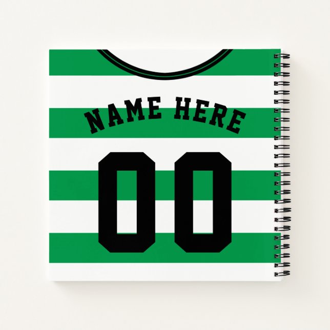 Green Stripes Jersey Template Notebook, Soccer Notebook (Back)