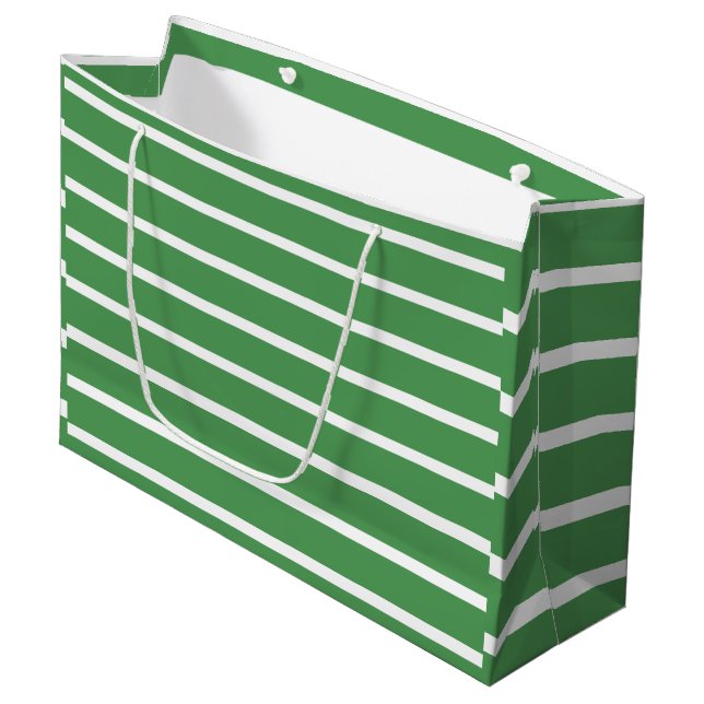 Green Stripes Large Gift Bag (Front Angled)